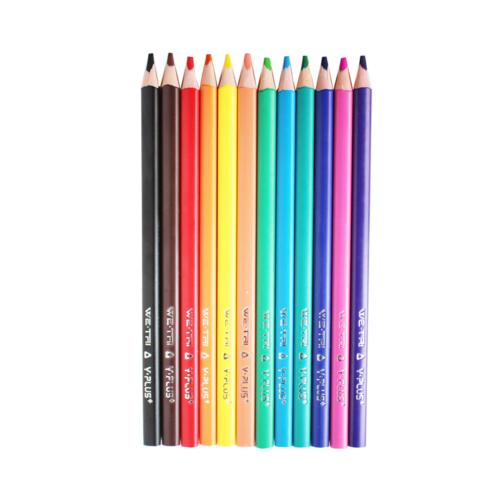 Y-Plus+ WE-TRI Wood Free Color Pencil 6/12/18/24 Colors 3.0mm