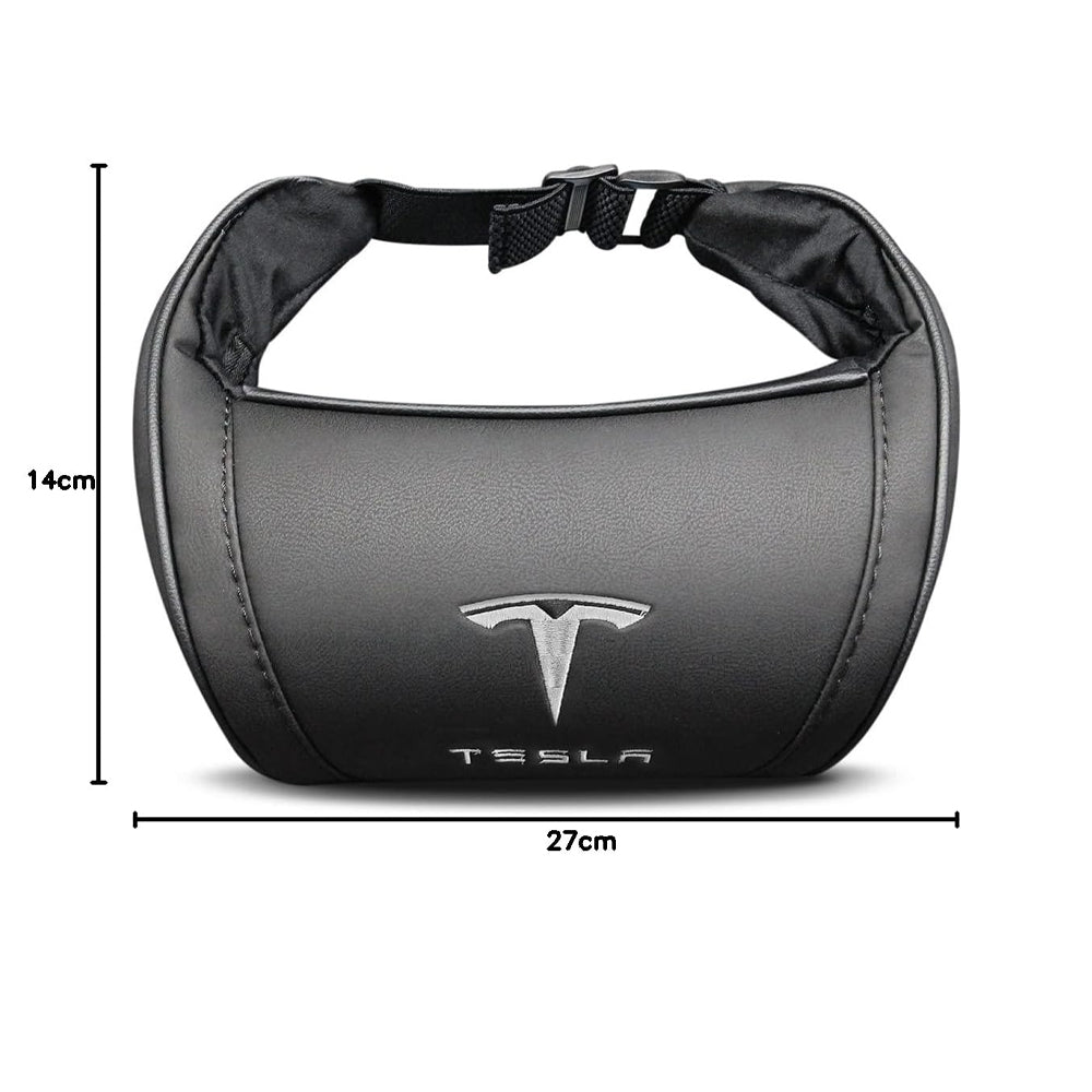 TESLA 2025 Model Y and Model 3 Ergonomic Leather Neck Support Headrest - Black