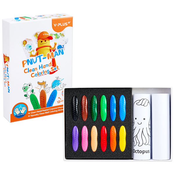 Y-Plus+ Pnut -Man Clean Hand Coloring Set - 12 colors and 24 colors