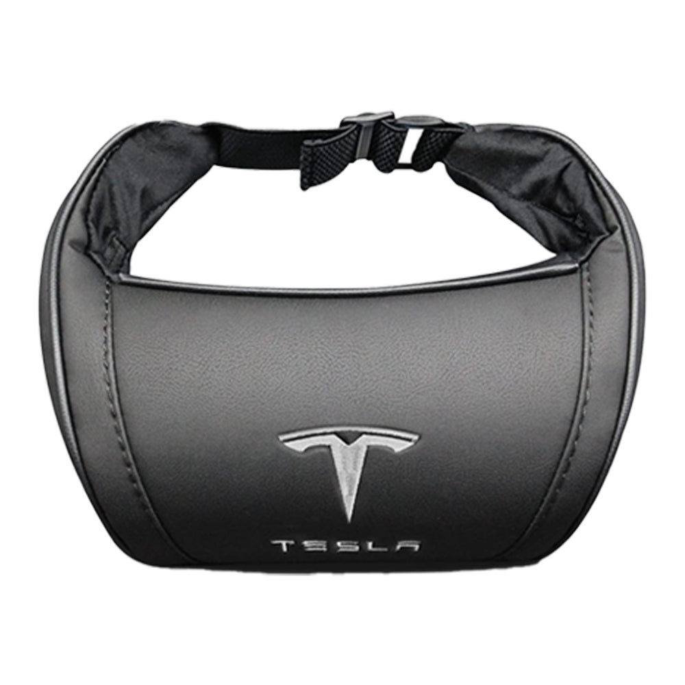 TESLA 2025 Model Y and Model 3 Ergonomic Leather Neck Support Headrest - Black