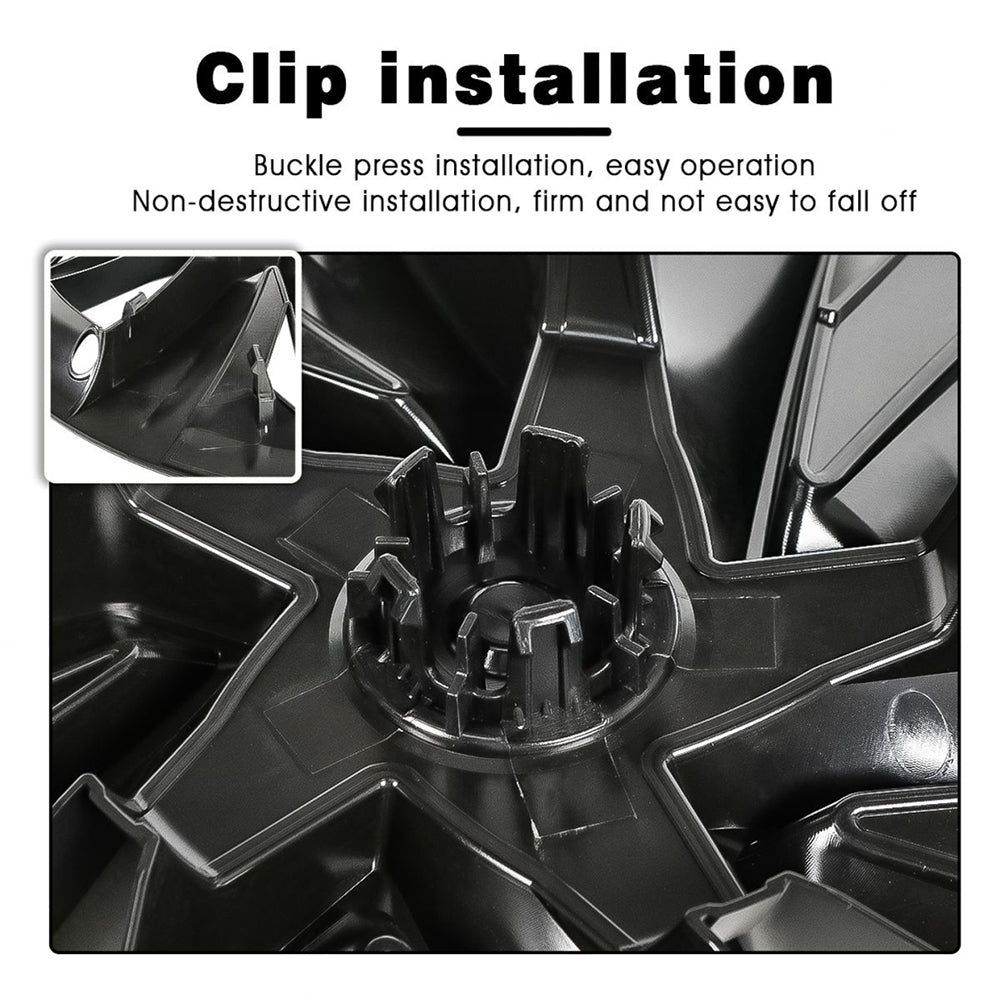 TESLA 2025 Model Y Juniper ABS 19" Wheel Cover Spiral Style Hubcaps 1 Set (4pcs) - Black