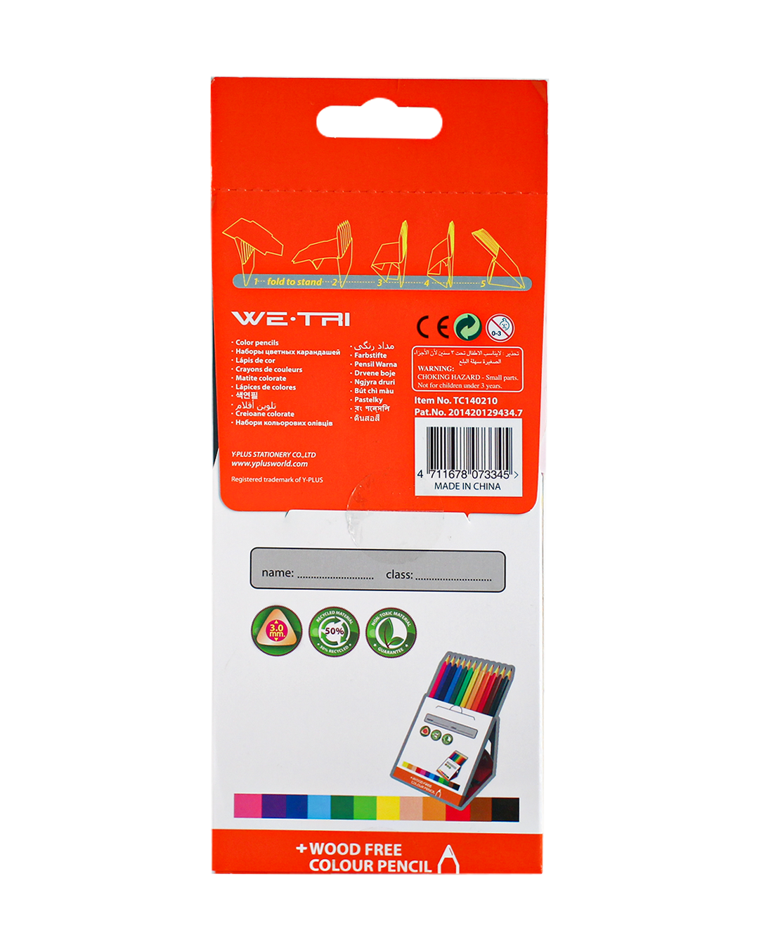 Y-Plus+ WE-TRI Wood Free Color Pencil 6/12/18/24 Colors 3.0mm