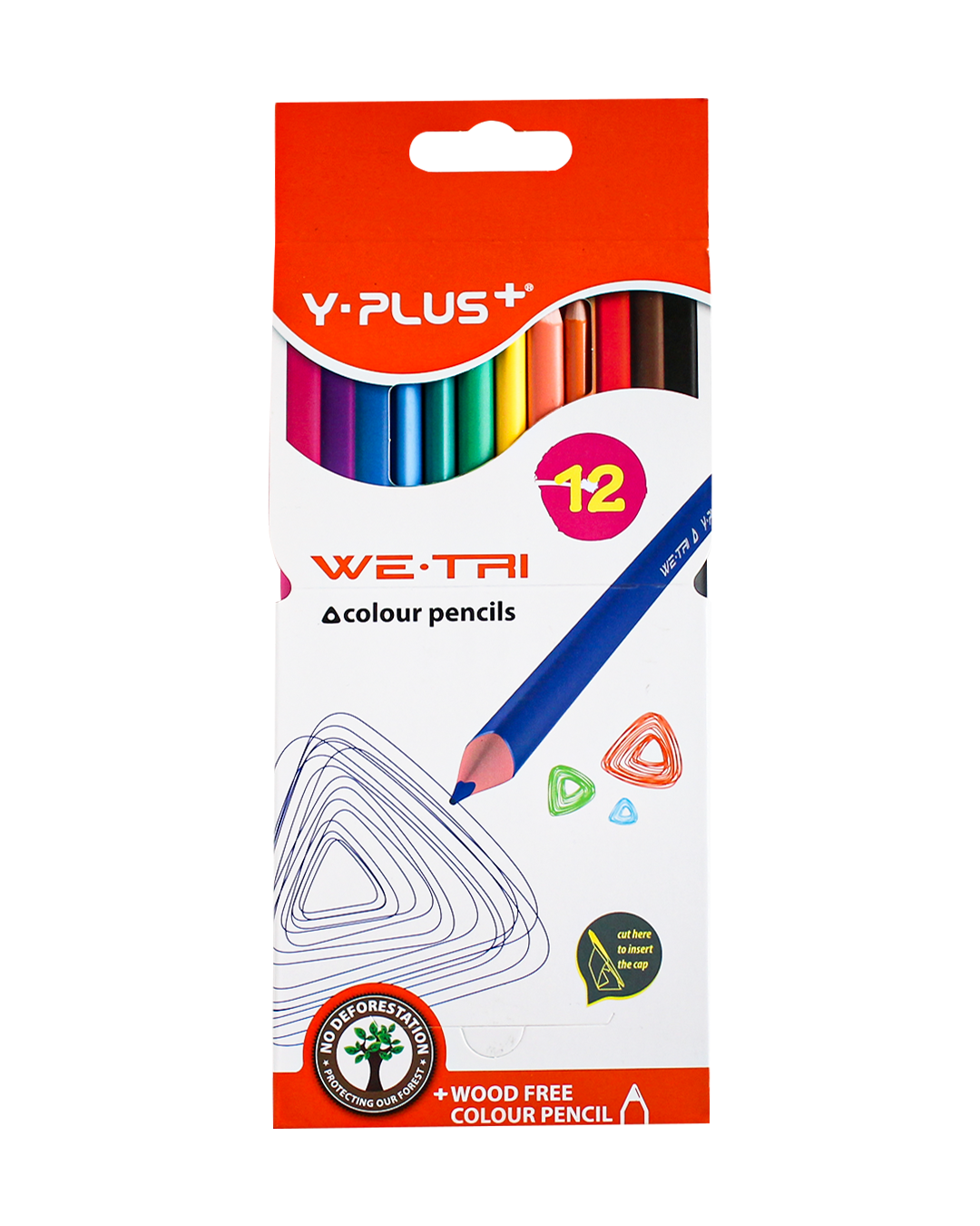 Y-Plus+ WE-TRI Wood Free Color Pencil 6/12/18/24 Colors 3.0mm