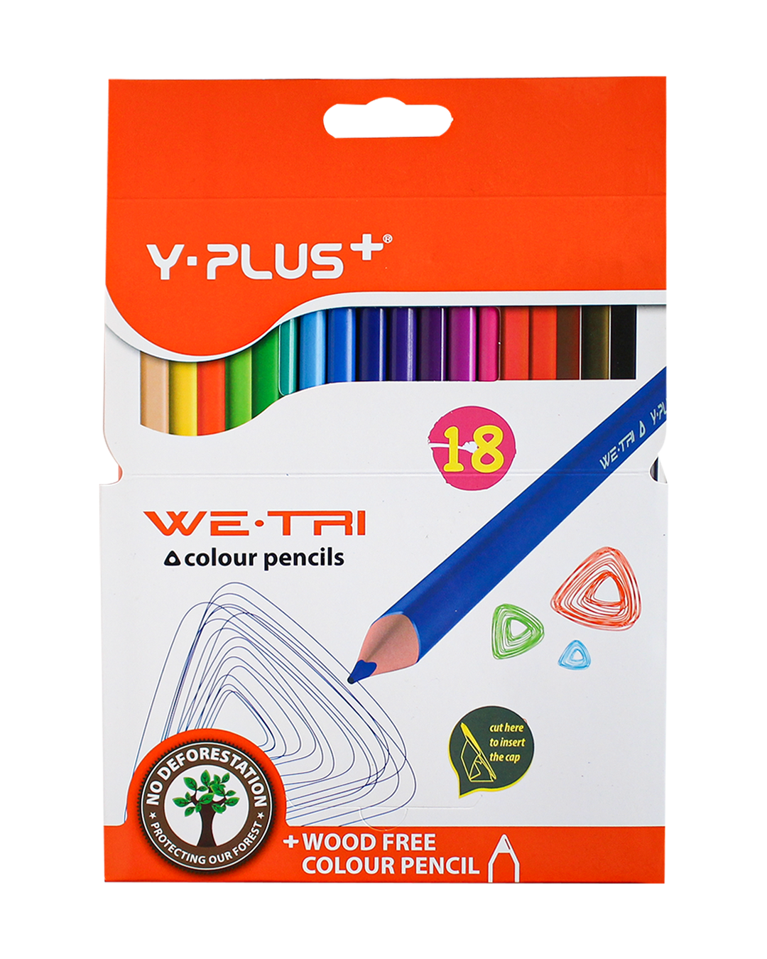 Y-Plus+ WE-TRI Wood Free Color Pencil 6/12/18/24 Colors 3.0mm