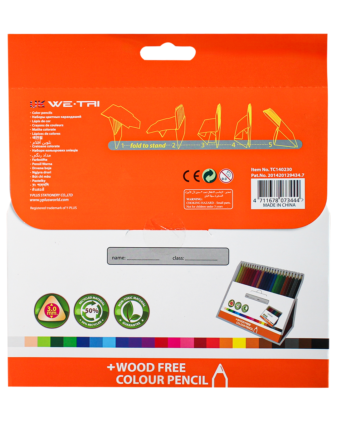 Y-Plus+ WE-TRI Wood Free Color Pencil 6/12/18/24 Colors 3.0mm