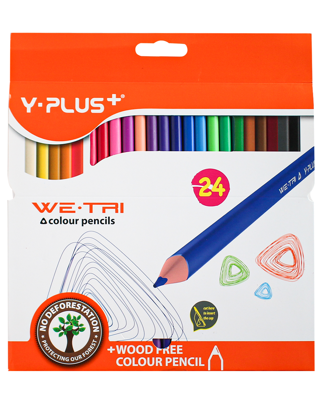 Y-Plus+ WE-TRI Wood Free Color Pencil 6/12/18/24 Colors 3.0mm