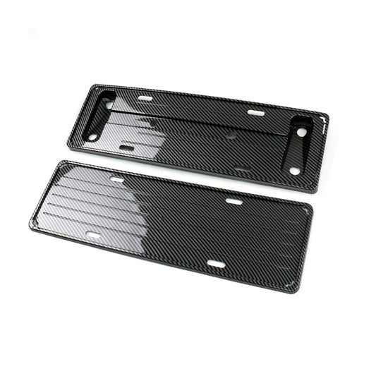 TESLA 2025 Model Y ABS Snap-On Carbon Fiber Pattern License Plate Frame - Glossy