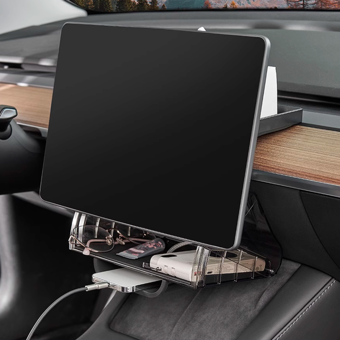 3W TESLA Model Y | Model YL | Model 3 Magnetic Under Screen Stand and Storage (Black/White)