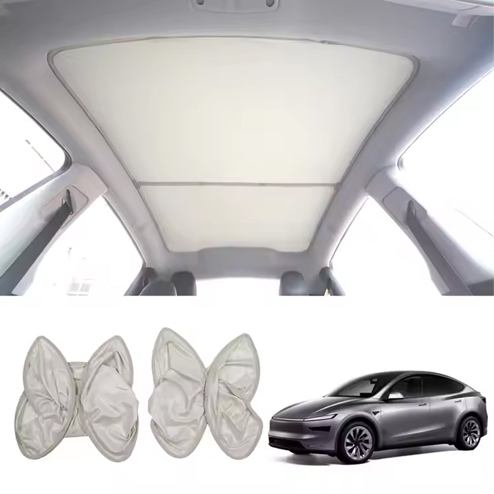 TESLA 2025 Model Y Juniper Foldable Front and Rear Sunroof Sunshade for Glass Roof - Beige