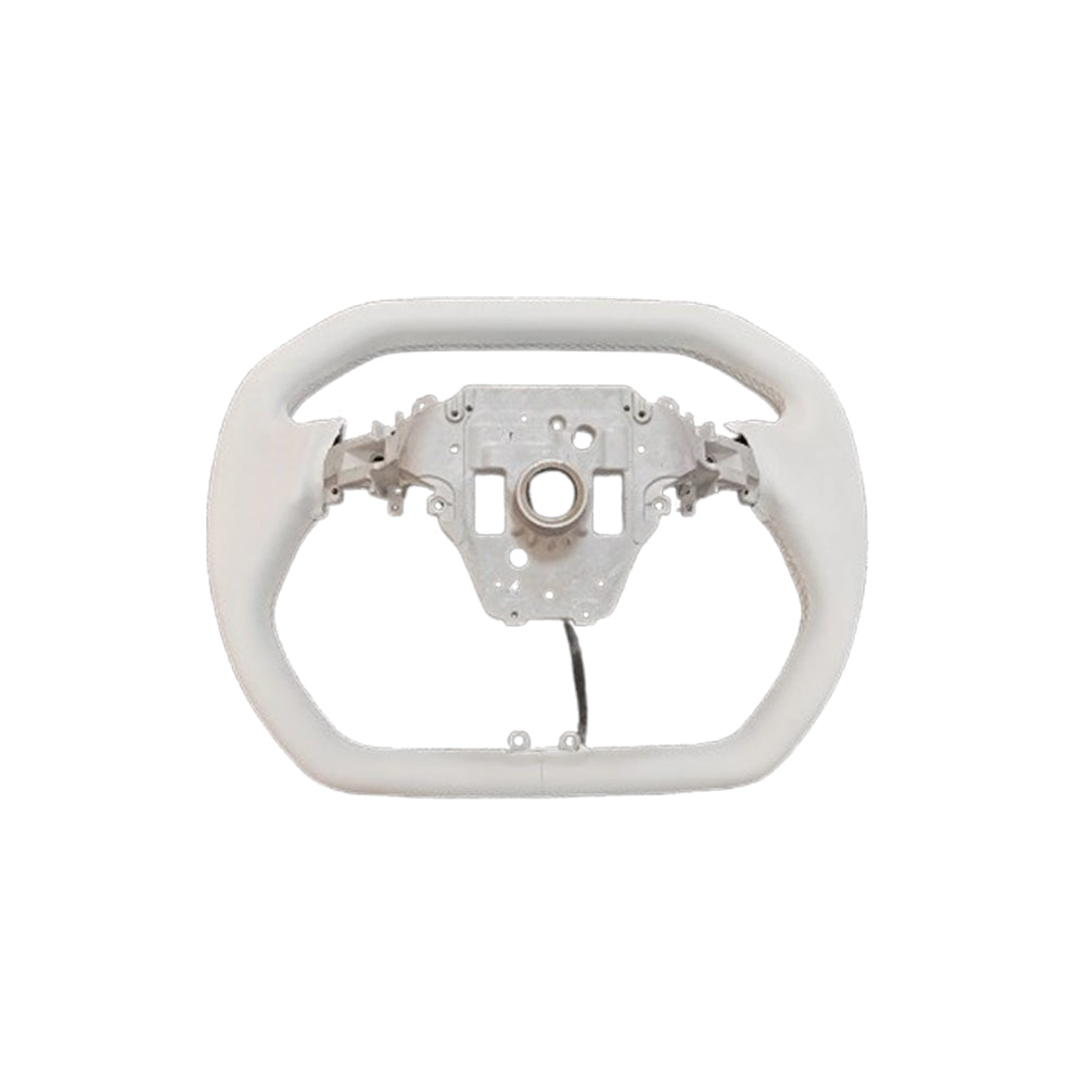 TESLA 2025 Model Y Juniper Nappa Leather Cyber Truck Style Squircle Steering Wheel - White
