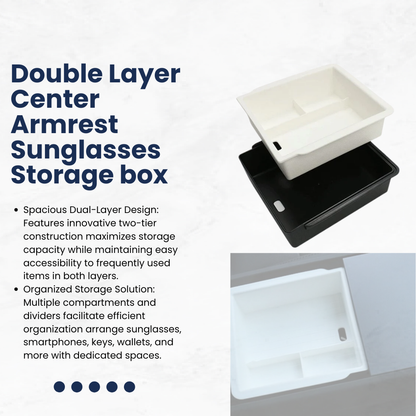 TESLA 2025/2026 Model Y| Model 3| Model YL Double Layer Center Armrest Sunglasses Storage Box - White