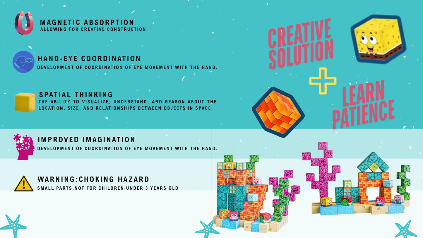 Magnetic Building Blocks Educational Puzzle Toy Underwater Theme