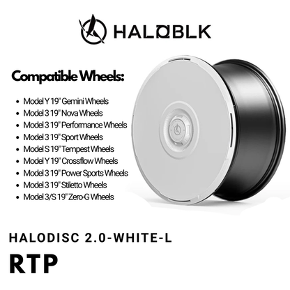 HALODISC 2 RTP (White) | Set of 4 Wheel Covers for Tesla Model 3 & Model Y 19" Crossflow Wheel