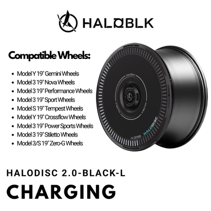 HALODISC 2 Charging (Black) | Set of 4 Wheel Covers for Tesla Model 3 & Model Y 19" Crossflow Wheel