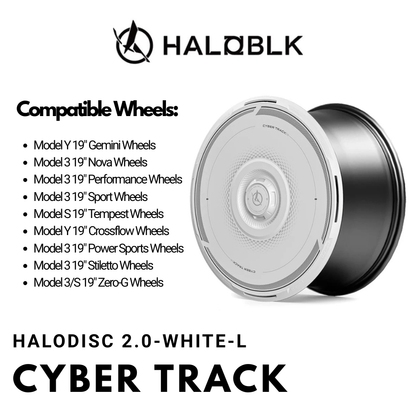 Haloblk HaloDisc 2 Wheel Covers for Tesla Model 3 &  Model Y Juniper 19" Crossflow Wheels - Cyber Track (White)