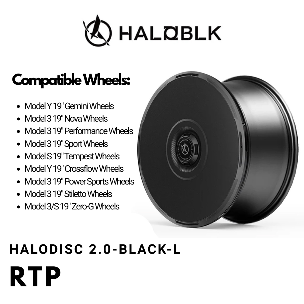 HALODISC 2  RTP (Black) | Set of 4 Wheel Covers for Tesla Model 3 & Model Y 19" Crossflow Wheel