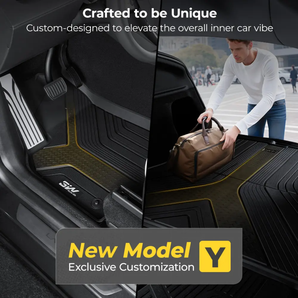 3W TESLA 2025-2026 MODEL Y Juniper All-Weather Double Layer Injected Molded TPE Odorless Cargo Liners Floormats - 1 SET (9 PCS)