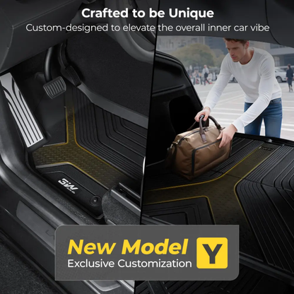 3W TESLA 2025-2026 MODEL Y Juniper All-Weather Double Layer Injected Molded TPE Odorless Cargo Liners Floormats - 1 SET (9 PCS)