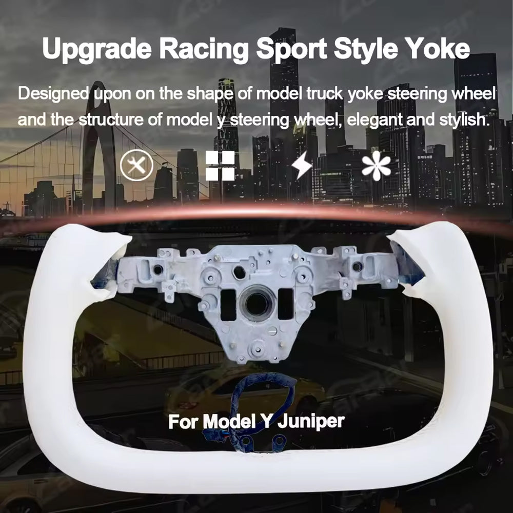 Tesla 2025/2026 Model Y Juniper Yoke Steering Wheel - White