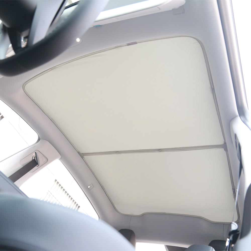 TESLA 2025 Model Y Juniper Foldable Front and Rear Sunroof Sunshade for Glass Roof - Beige