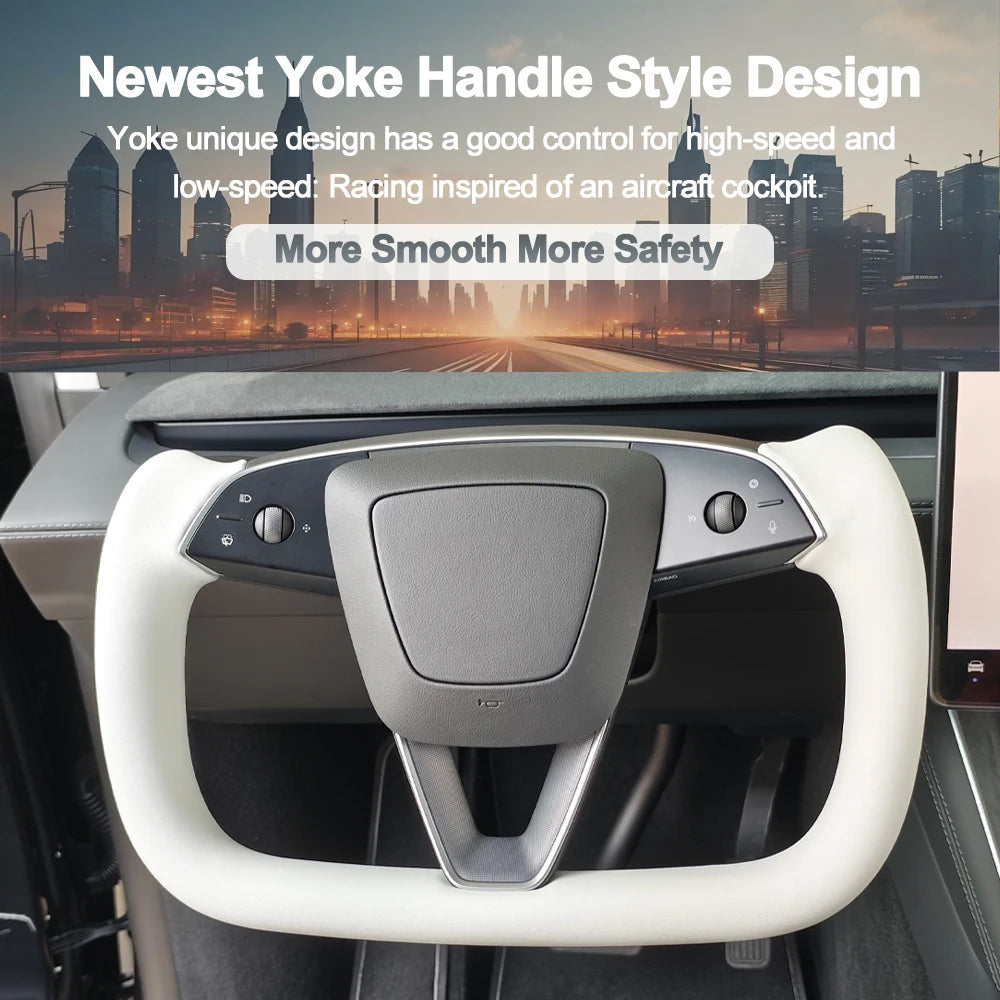 Tesla 2025/2026 Model Y Juniper Yoke Steering Wheel - White