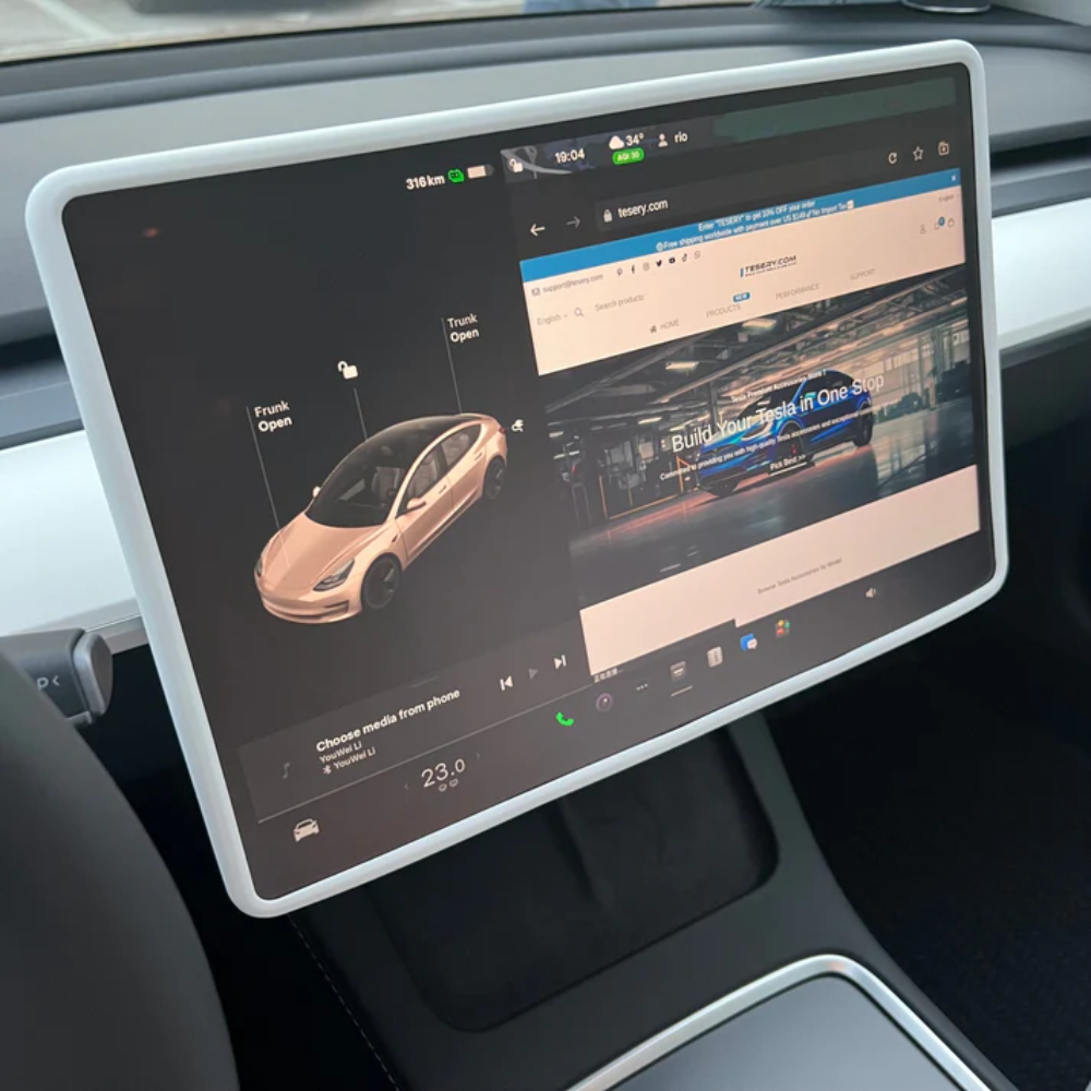 TESLA Model Y | Model 3 | Model YL Juniper Silicone Navigation Screen Frame Edge Protector - White