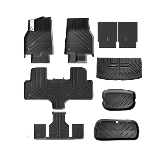 TESLA 2026 MODEL YL All-Weather Single Layer Injected Molded TPE Odorless Cargo Liners Floor Mats - 1 SET (9PCS)