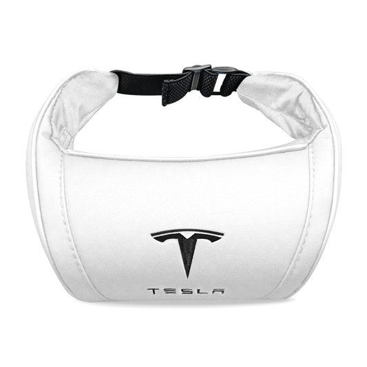 TESLA 2025 Model Y and Model 3 Ergonomic Leather Neck Support Headrest - White