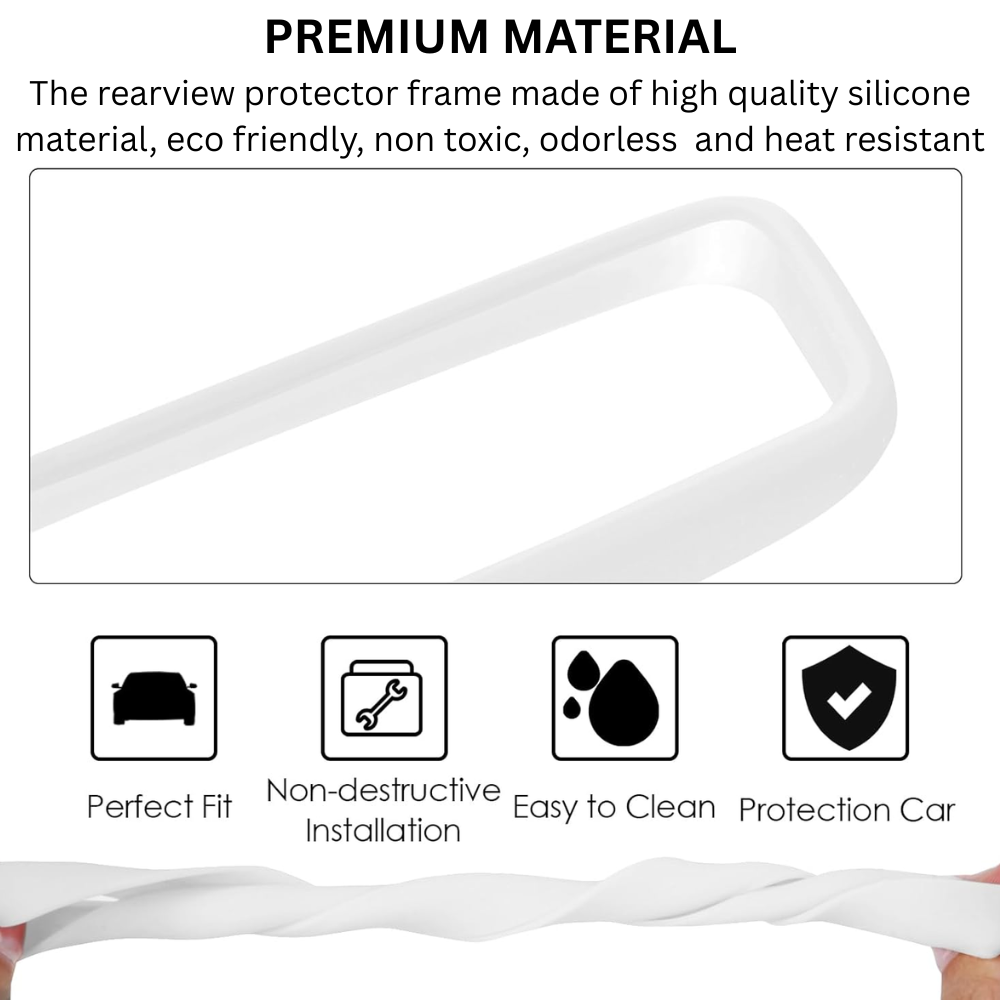 TESLA Model Y| Model 3| Model YL Silicone Cover for Rearview Mirror Frame Protector - White