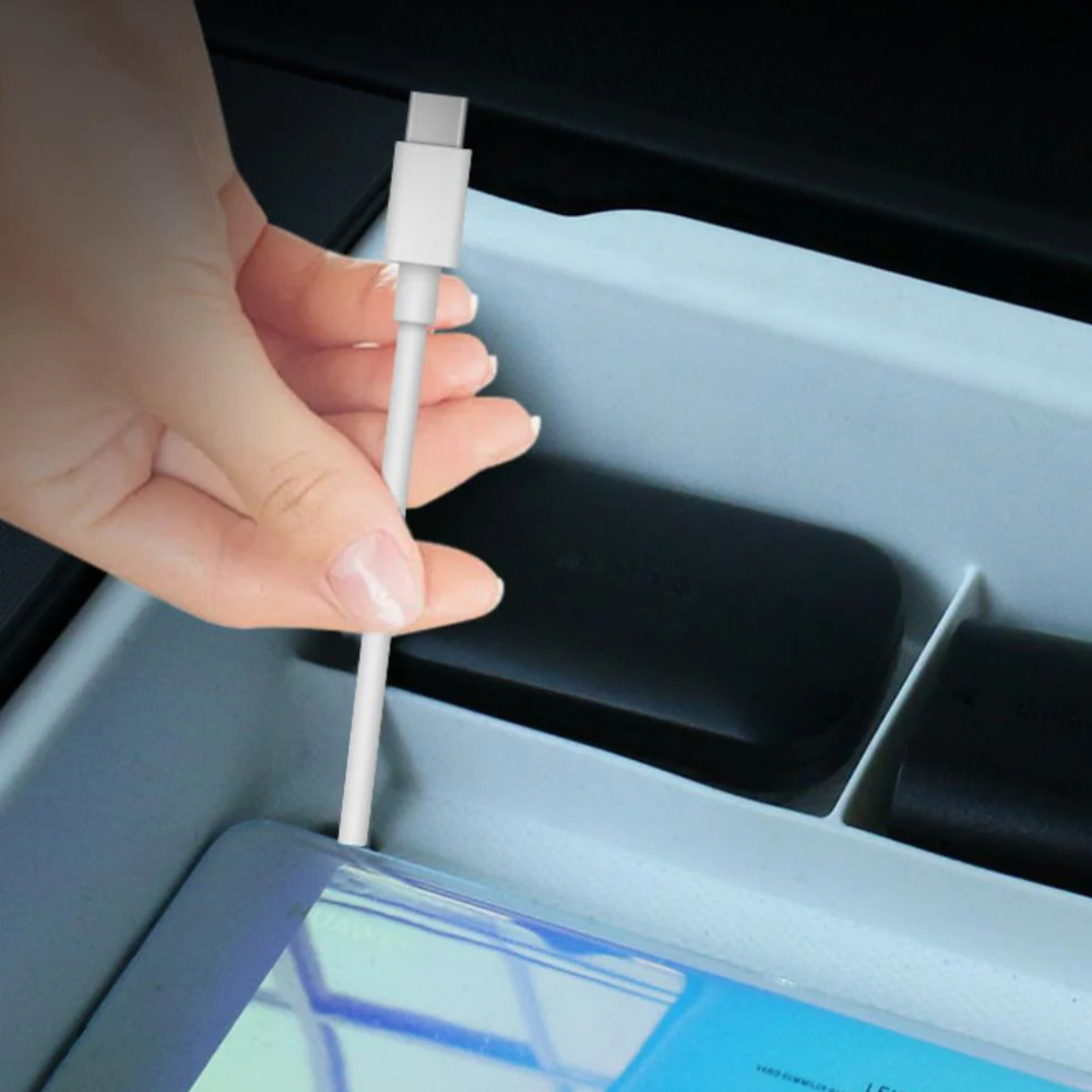 TESLA 2025/2026 Model Y| Model 3| Model YL Double Layer Center Armrest Sunglasses Storage Box - White