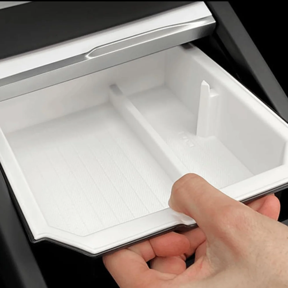 TESLA 2025/2026 Model Y| Model 3| Model YL Double Layer Center Console Sunglasses Storage Box - White