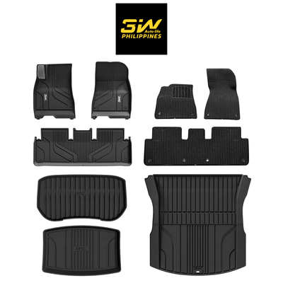3W TESLA 2024-2026 Model 3 Highland Double Layer Injected Molded TPE Odorless Cargo Liners Floor Mats - 1 SET (6 PCS)