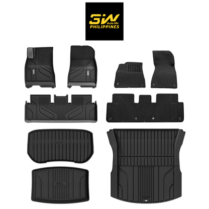 3W TESLA 2024-2026 Model 3 Highland Double Layer Injected Molded TPE Odorless Cargo Liners Floor Mats - 1 SET (6 PCS)