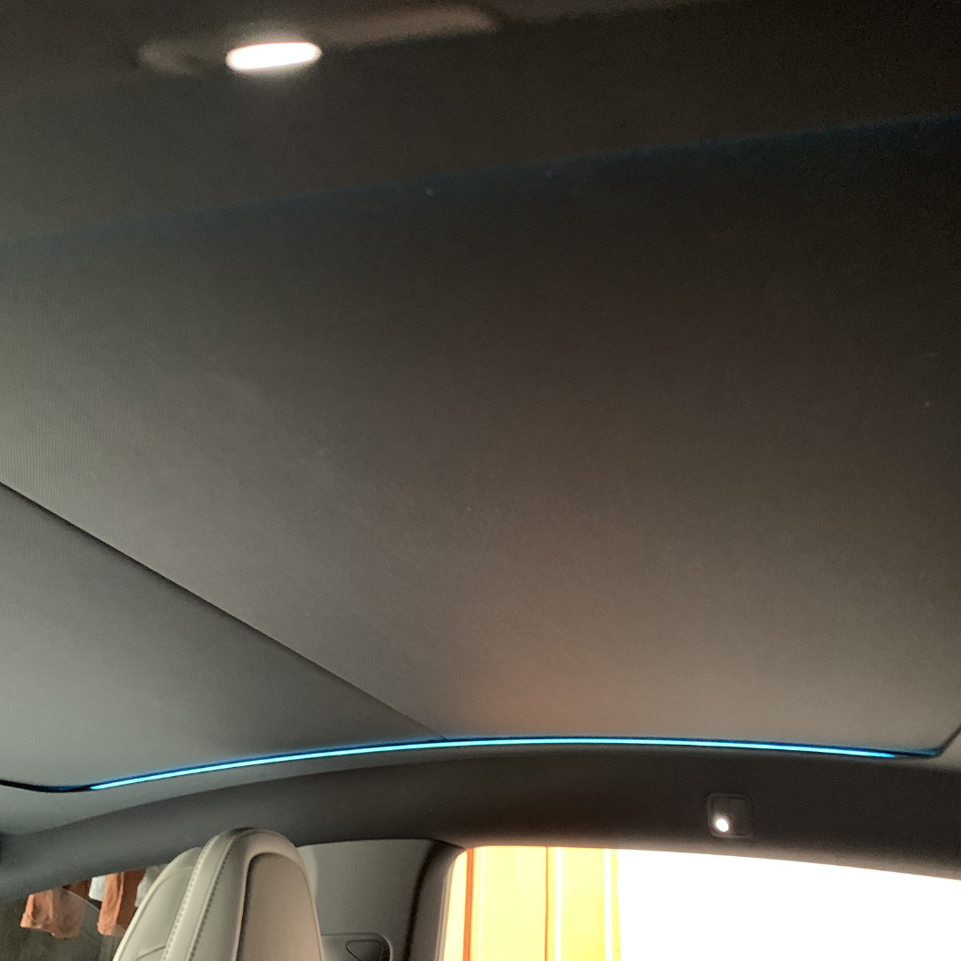 TESLA 2026 Model YL Automatic Retractable Glass Roof Sunshade with Push Button | Voice Command | Ambient Light - Black