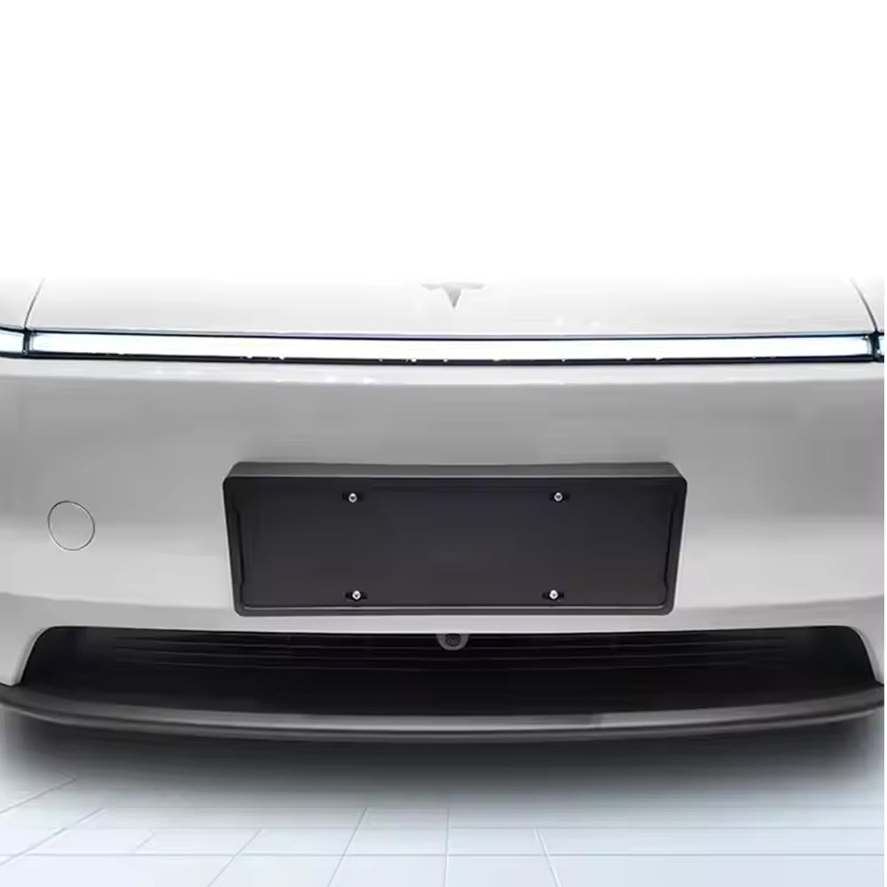 TESLA 2025 Model Y Juniper Scratch Resistant ABS Full Edge Protection License Plate Frame - Matte Black