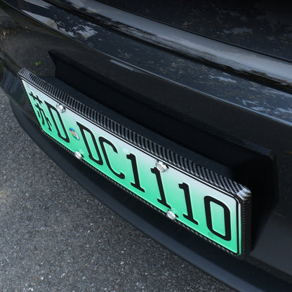 TESLA 2025 Model Y ABS Snap-On Carbon Fiber Pattern License Plate Frame - Glossy