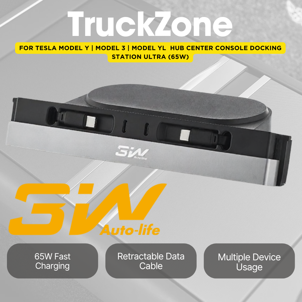 3W TESLA Model Y | Model YL | Model 3 Fast Charging Dual Type-C Port HUB Center Console Docking Station Ultra - 65W