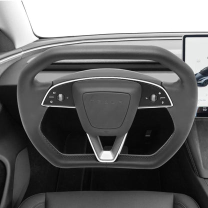 TESLA 2025 Model Y Juniper Nappa Leather Cyber Truck Style Squircle Steering Wheel - Black