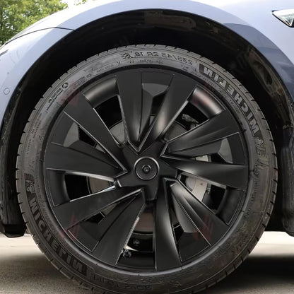 TESLA 2025/2026 Model Y Juniper ABS 19" Wheel Cover Spiral Style Hubcaps 1 Set (4pcs) - Black