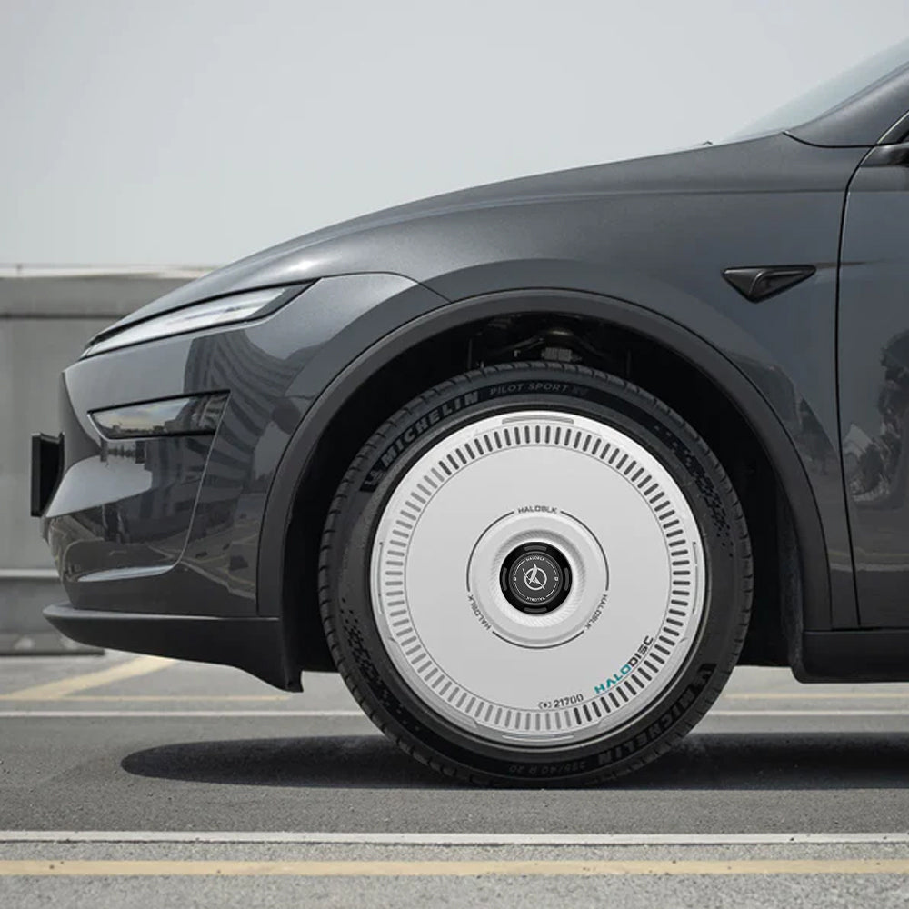 HALODISC 2 Charging (White) | Set of 4 Wheel Covers for Tesla Model Y, Model Y L and Model 3 19" Crossflow Wheel