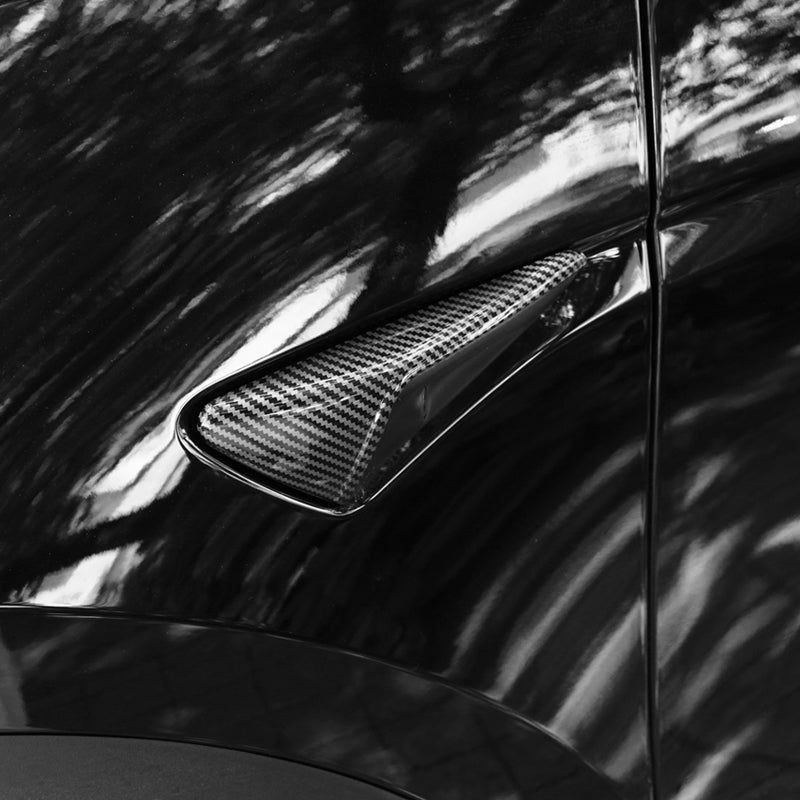 TESLA 2025 Model Y Juniper ABS Adhesive Carbon Fiber Pattern Camera Side Protection Cover - Glossy carbon fiber