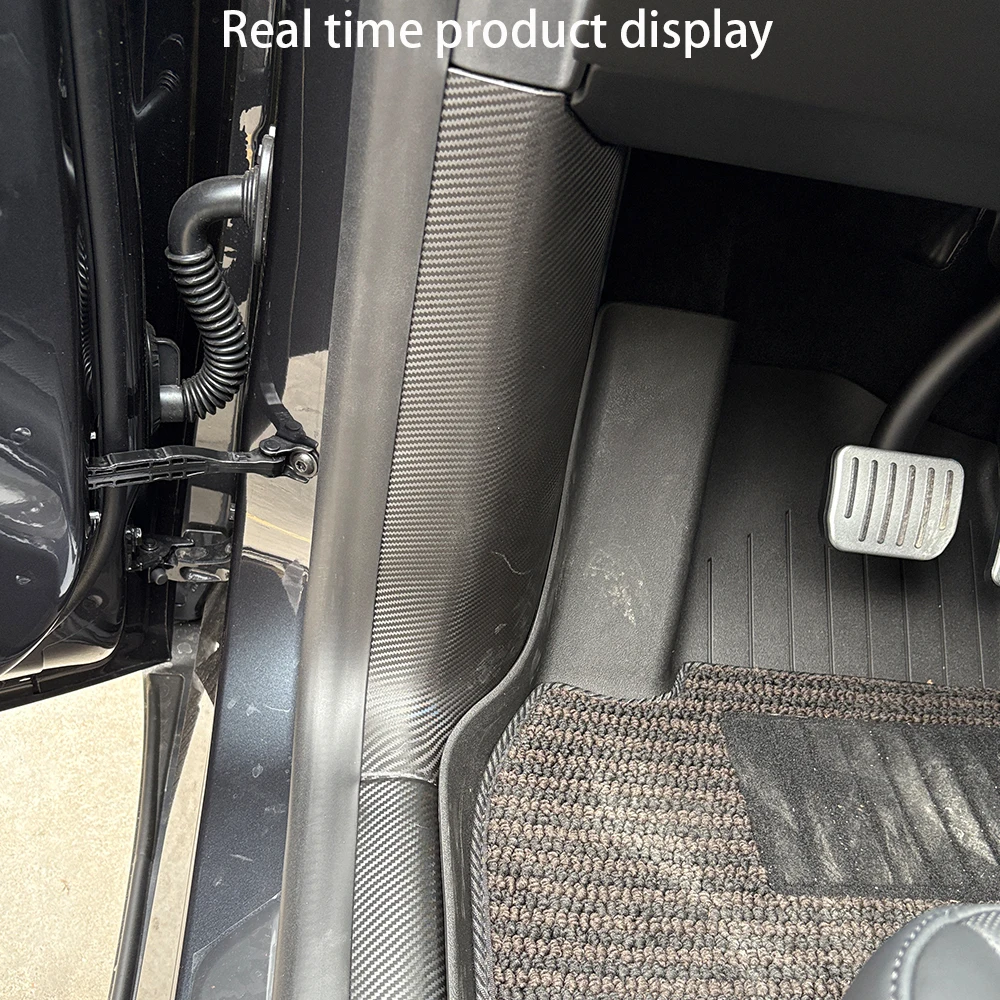 TESLA Model Y Juniper 2025-2026 ABS Carbon Fiber Pattern Front and Rear Door Sill Protector Threshold Strip - 1 SET(8PCS)