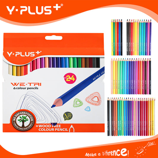 Y-Plus+ WE-TRI Wood Free Color Pencil 6/12/18/24 Colors 3.0mm