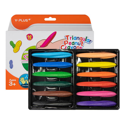 Y-Plus+ Triangular Peanut Crayons 12 Colors and 24 Colors