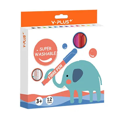 Y-Plus+ Elephant Super Washable Fibre Pen 12 Colors