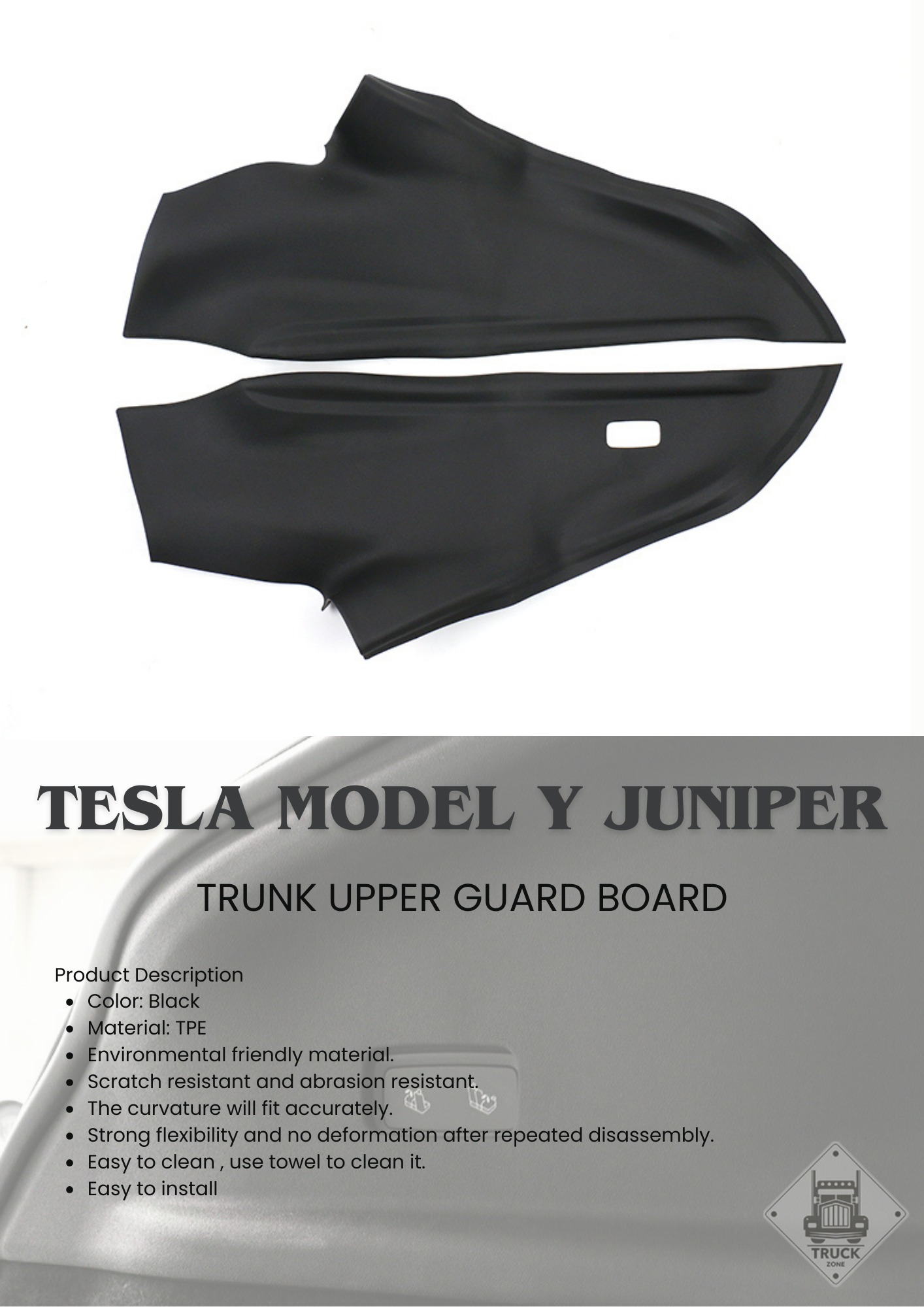 TESLA 2025 Model Y Juniper TPE Interior Upper and Under Guard Board / C-Pillar Guard /Front and Rear Threshold Strip/ Anti-Kick Mat and Scratch Plate / Under Seat Protector / Trunk Sill / Cargo Liners Mats - 9 SETS