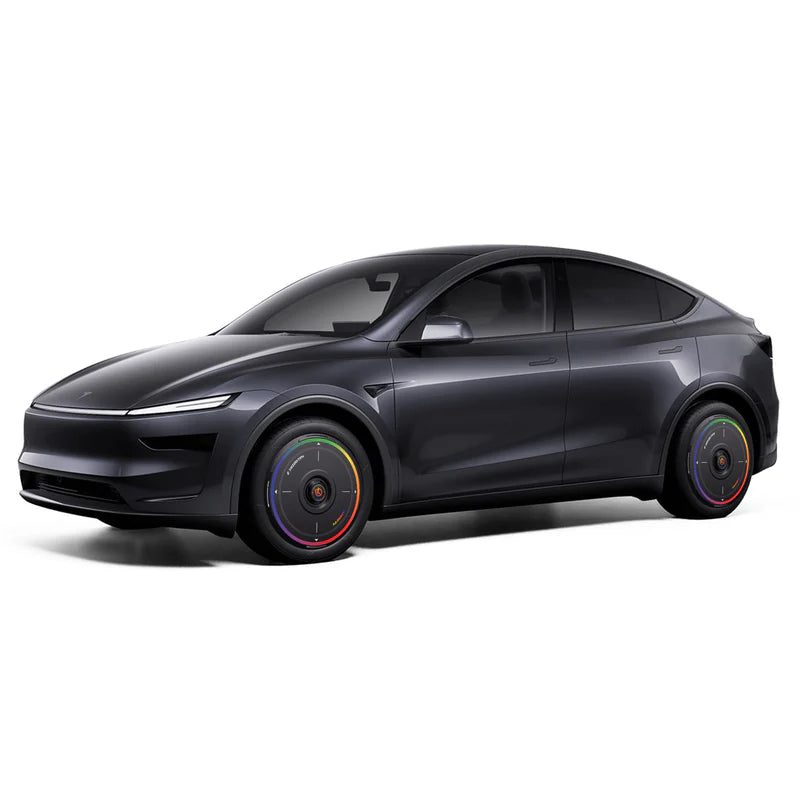Haloblk HaloDisc 2 Wheel Covers for Tesla Model 3 &  Model Y Juniper 19" Crossflow Wheels - Rainbow Road (Black)