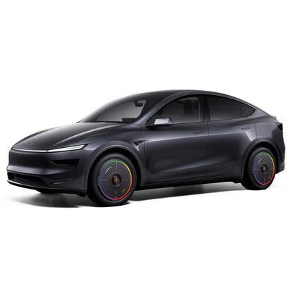 Haloblk HaloDisc 2 Wheel Covers for Tesla Model 3 &  Model Y Juniper 19" Crossflow Wheels - Rainbow Road (Black)