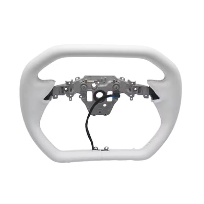 TESLA 2025/2026 Model Y Juniper Nappa Leather Cyber Truck Style Squircle Steering Wheel - White