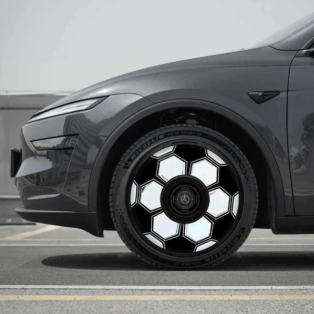 HALODISC 2 Replacement Wheel Covers for Tesla Model Y, Model Y L and Model 3丨19" Football- Black (1 Piece)